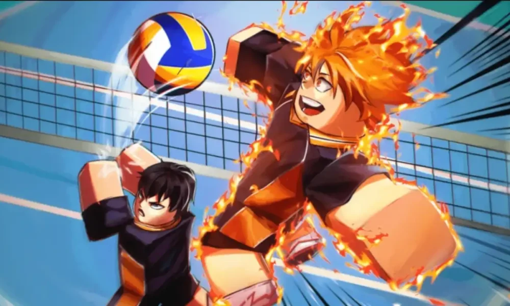 Volleyball Legends - Roblox players spiking the ball during a match