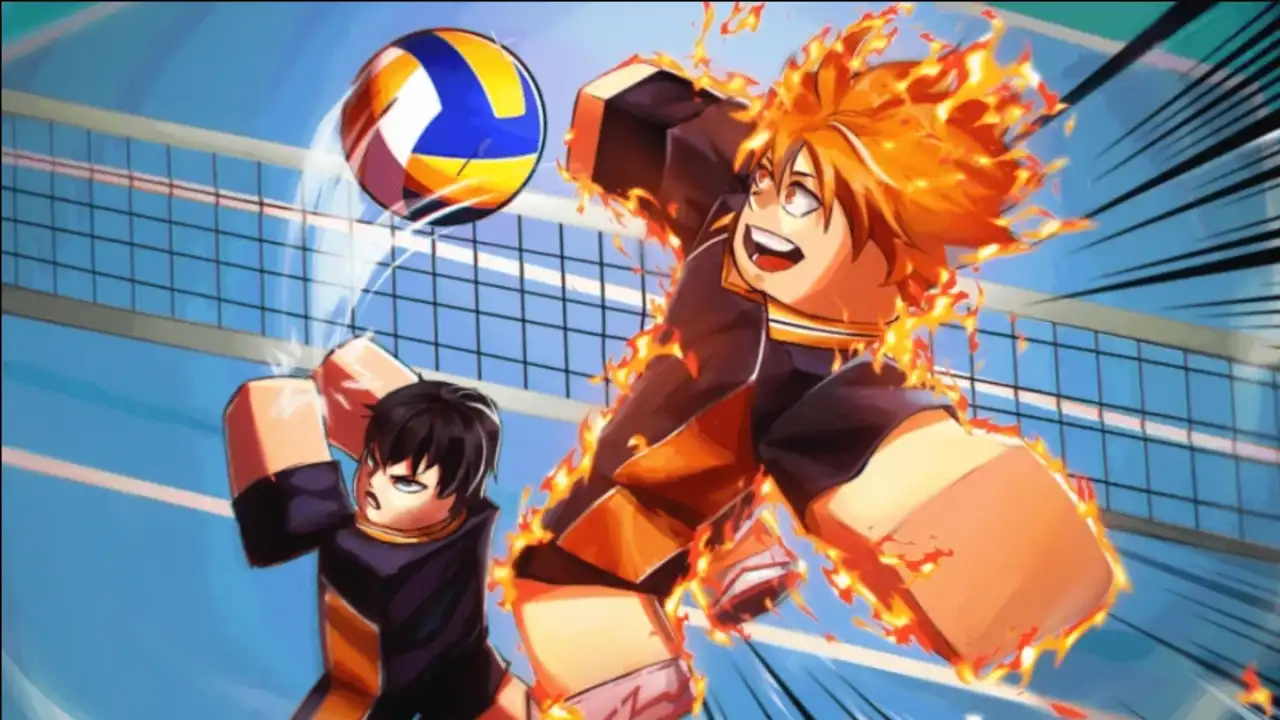 Volleyball Legends - Roblox players spiking the ball during a match
