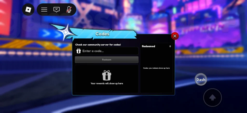 Anime Galaxies - Codes Fountain redemption menu in the main lobb