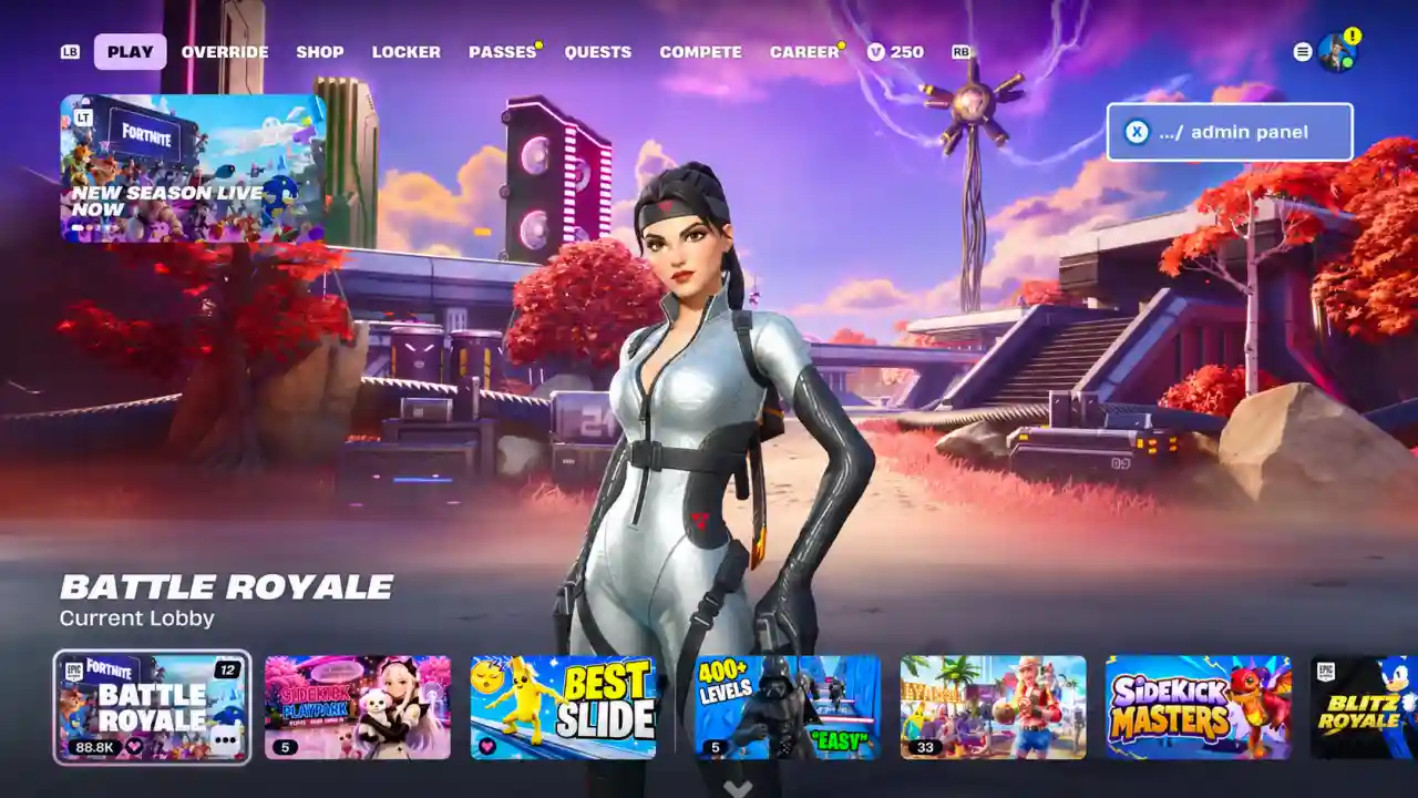 Fortnite Admin Panel terminal in the Chapter 7 Season 4 lobby