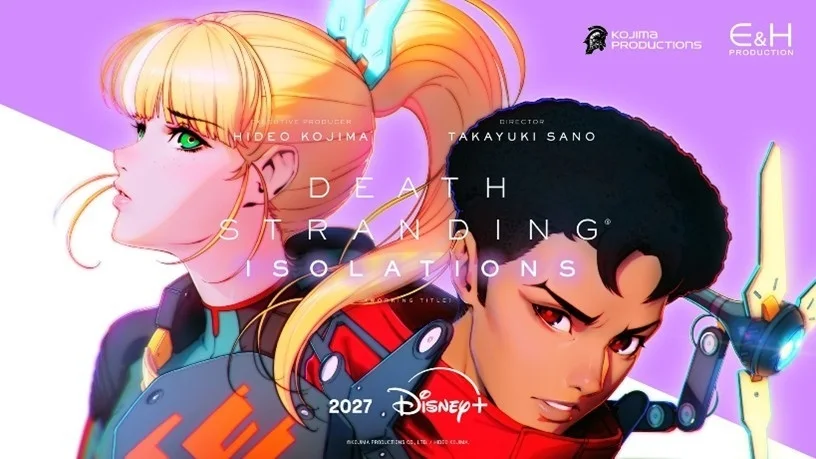 Death Stranding Isolations anime artwork showcasing the original characters and hand-drawn 2D animation.