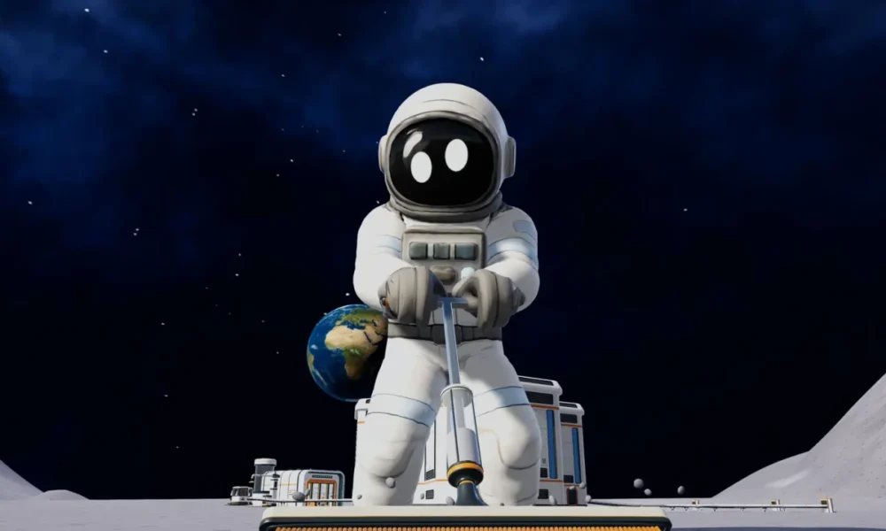Moon Sweepers update - astronaut cleaning the lunar surface with a toothbrush