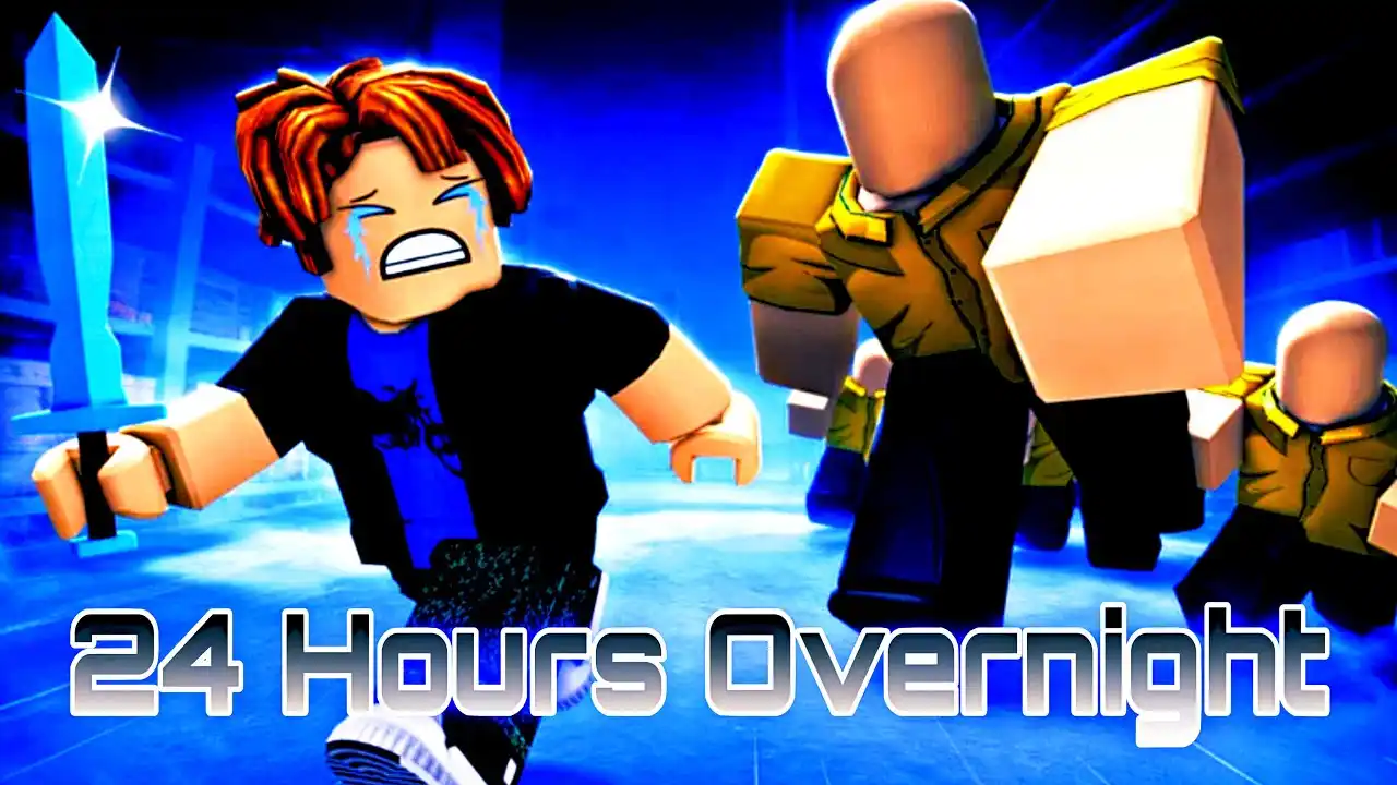 24 Hours Overnight - Roblox survivors fortifying a base at night