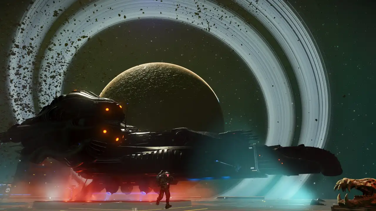 No Man’s Sky Forsaken update featuring Halloween-themed exploration.