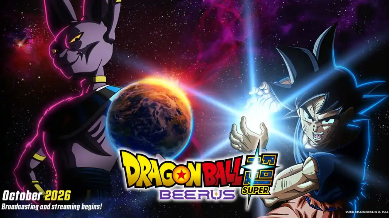 Dragon Ball Super: Beerus key art featuring Beerus and Goku
