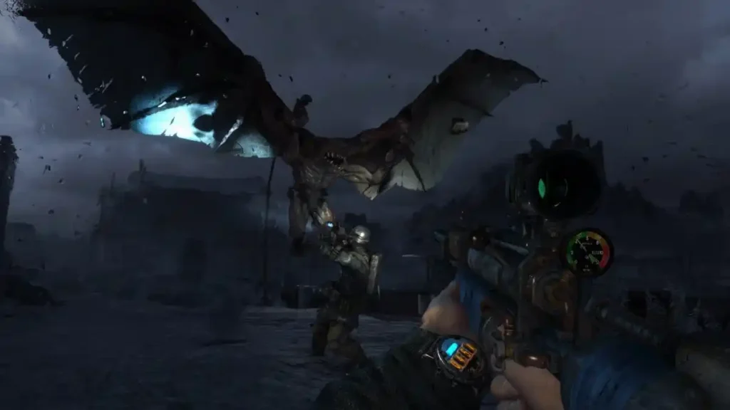 Metro Redux gameplay showcasing the upgraded graphics and performance options.
