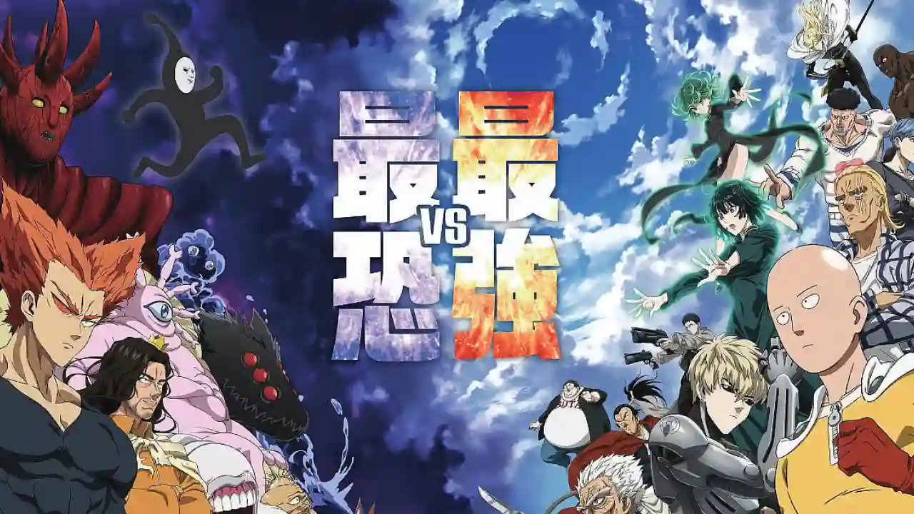 One-Punch Man Season 3 Part 2 key visual featuring Saitama and Garou