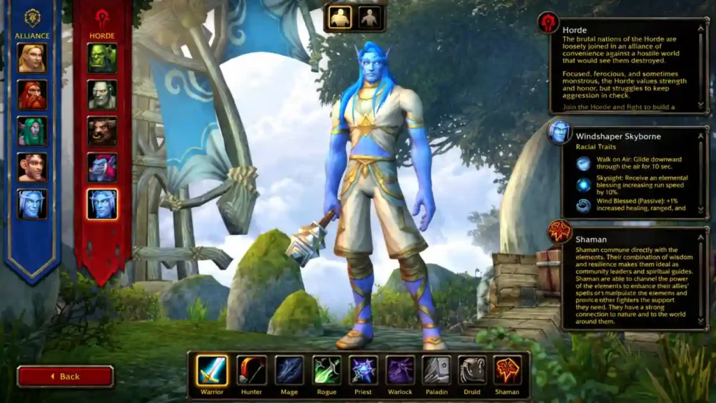World of Warcraft Forever - Early Name Reservation character creation screen